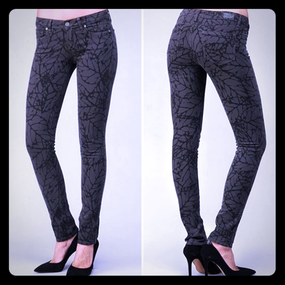 Paige Grey Skyline Leaf Print Jeans 👖 Size 26